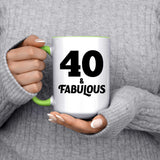 40th Birthday 40 & Fabulous - 15oz Accent Mug Green