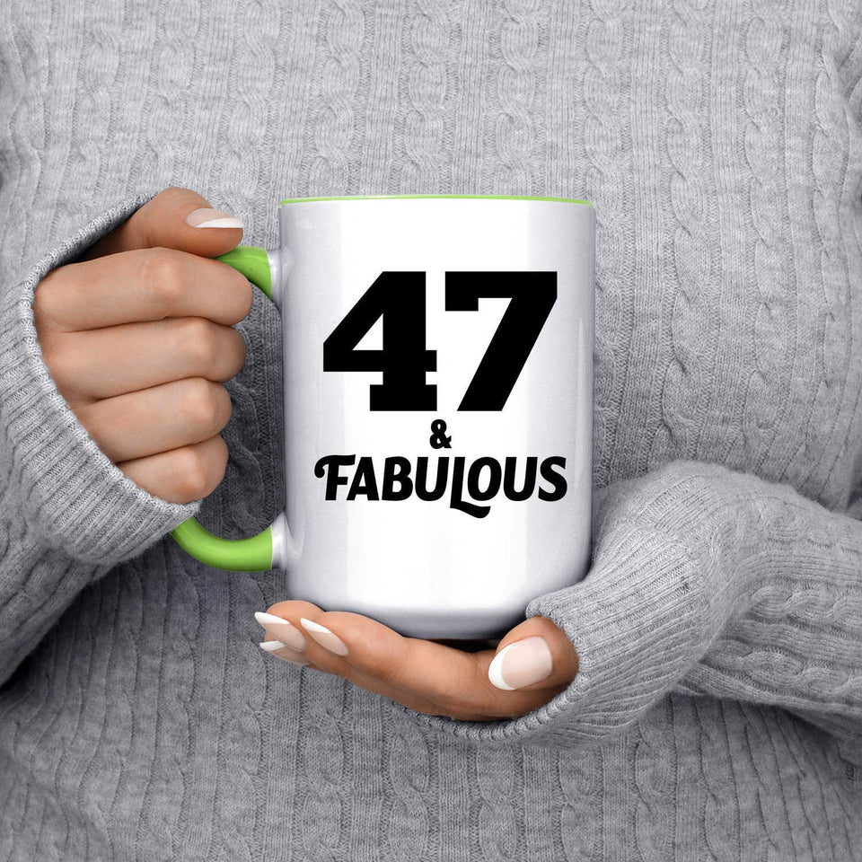 47th Birthday 47 & Fabulous - 15oz Accent Mug Green