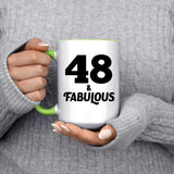 48th Birthday 48 & Fabulous - 15oz Accent Mug Green