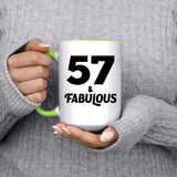 57th Birthday 57 & Fabulous - 15oz Accent Mug Green