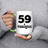 59th Birthday 59 & Fabulous - 15oz Accent Mug Green