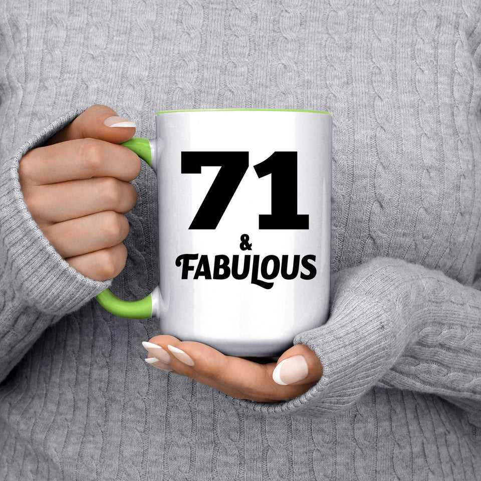 71st Birthday 71 & Fabulous - 15oz Accent Mug Green