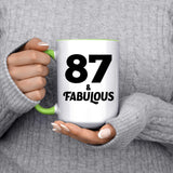 87th Birthday 87 & Fabulous - 15oz Accent Mug Green