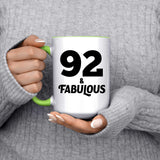 92nd Birthday 92 & Fabulous - 15oz Accent Mug Green