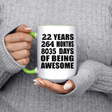 22nd Birthday 22 Years 264 Months 8035 Days Of Awesome - 15oz Accent Mug Green