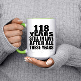 118th Anniversary 118 Years Still In Love After These Years - 15oz Accent Mug Green