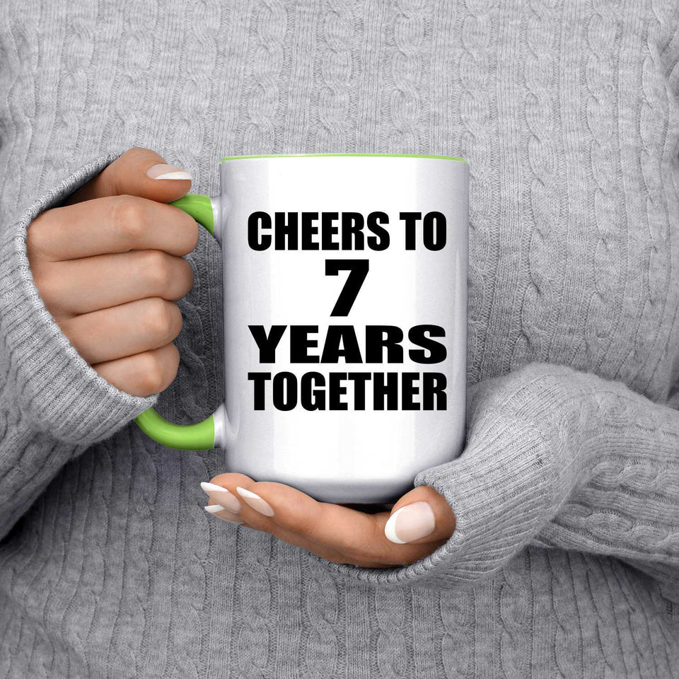 7th Anniversary Cheers To 7 Years Together - 15oz Accent Mug Green