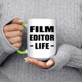 Film Editor Life - 15oz Accent Mug Green