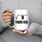 3rd Birthday Square Root of 9 Years Old - 15oz Accent Mug Green