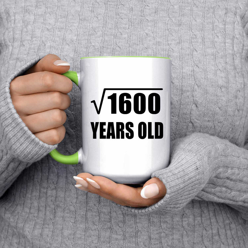 40th Birthday Square Root of 1600 Years Old - 15oz Accent Mug Green