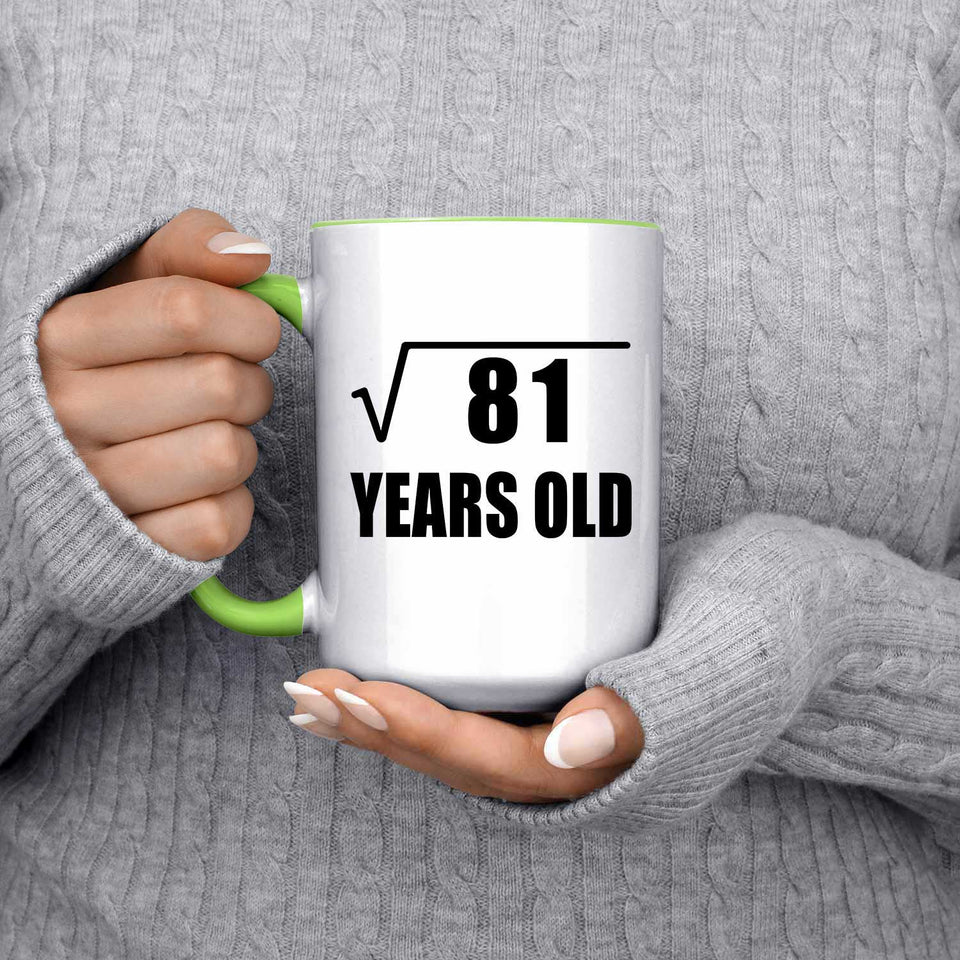 9th Birthday Square Root of 81 Years Old - 15oz Accent Mug Green