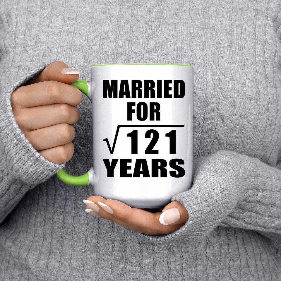 11th Anniversary Married For Square Root of 121 Years - 15oz Accent Mug Green
