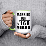 13th Anniversary Married For Square Root of 169 Years - 15oz Accent Mug Green