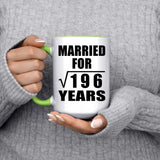 14th Anniversary Married For Square Root of 196 Years - 15oz Accent Mug Green