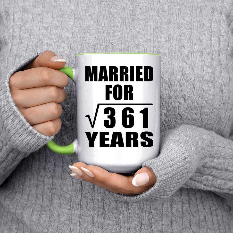 19th Anniversary Married For Square Root of 361 Years - 15oz Accent Mug Green