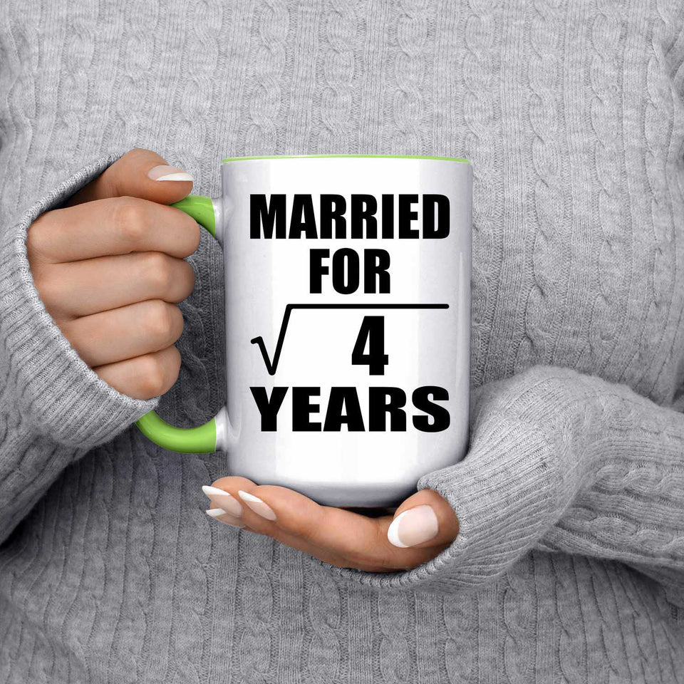 2nd Anniversary Married For Square Root of 4 Years - 15oz Accent Mug Green