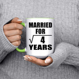 2nd Anniversary Married For Square Root of 4 Years - 15oz Accent Mug Green