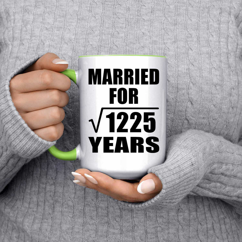 35th Anniversary Married For Square Root of 1225 Years - 15oz Accent Mug Green