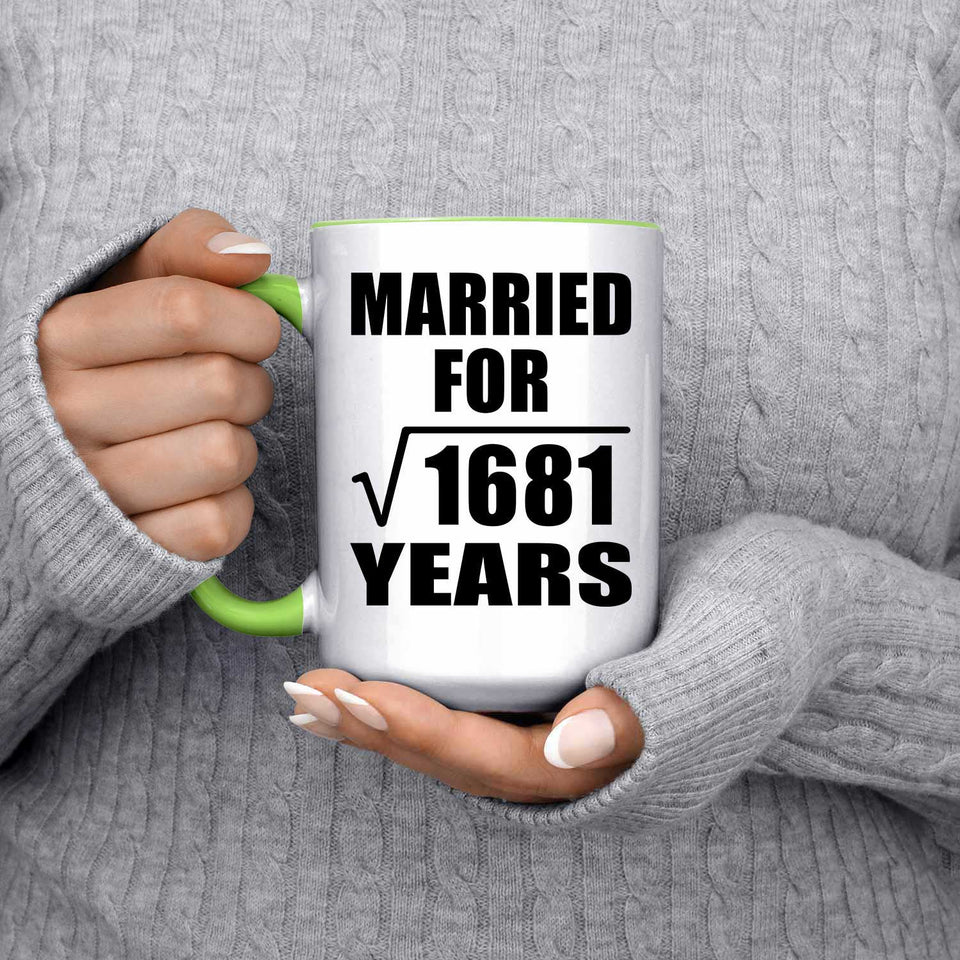 41st Anniversary Married For Square Root of 1681 Years - 15oz Accent Mug Green