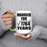 42nd Anniversary Married For Square Root of 1764 Years - 15oz Accent Mug Green