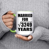 57th Anniversary Married For Square Root of 3249 Years - 15oz Accent Mug Green