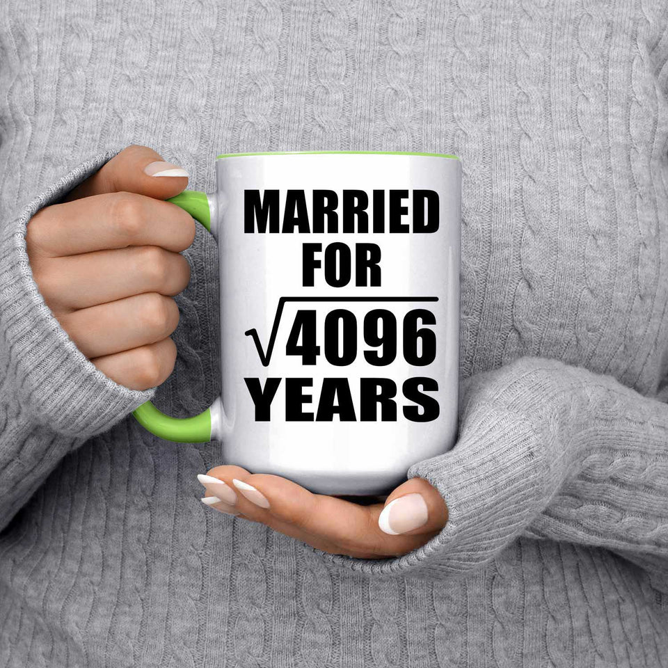 64th Anniversary Married For Square Root of 4096 Years - 15oz Accent Mug Green