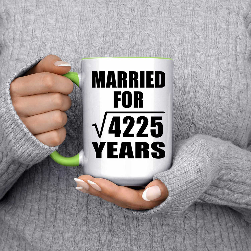 65th Anniversary Married For Square Root of 4225 Years - 15oz Accent Mug Green