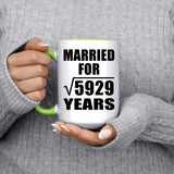77th Anniversary Married For Square Root of 5929 Years - 15oz Accent Mug Green
