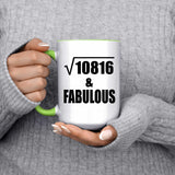 104th Birthday Square Root of 10816 & Fabulous - 15oz Accent Mug Green