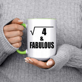 2nd Birthday Square Root of 4 & Fabulous - 15oz Accent Mug Green
