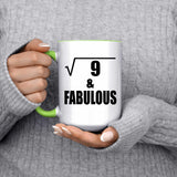 3rd Birthday Square Root of 9 & Fabulous - 15oz Accent Mug Green