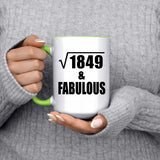 43rd Birthday Square Root of 1849 & Fabulous - 15oz Accent Mug Green