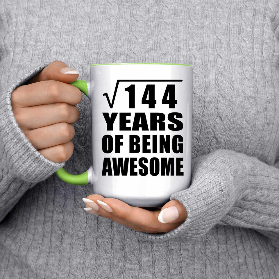 12th Birthday Square Root of 144 Years of Being Awesome - 15oz Accent Mug Green