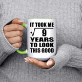 3rd Birthday Took Square Root of 9 Years To Look Good - 15oz Accent Mug Green