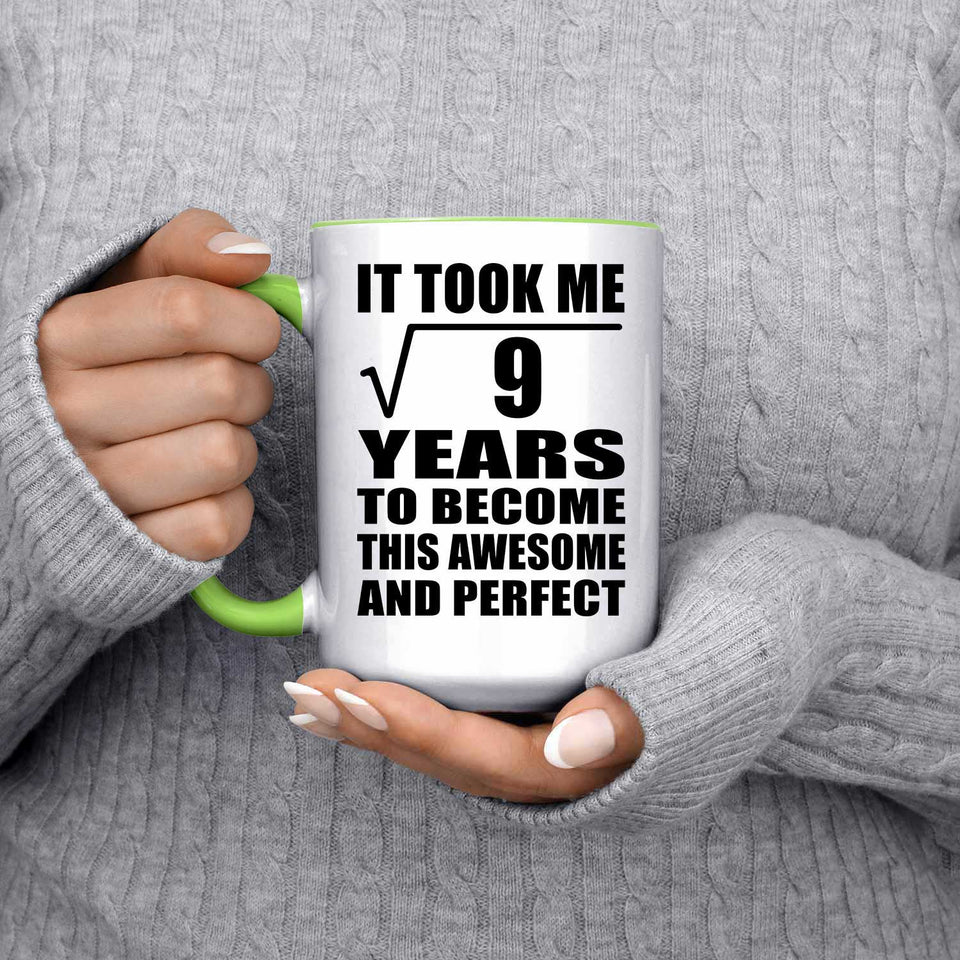 3rd Birthday Took Square Root of 9 Years To Awesome - 15oz Accent Mug Green