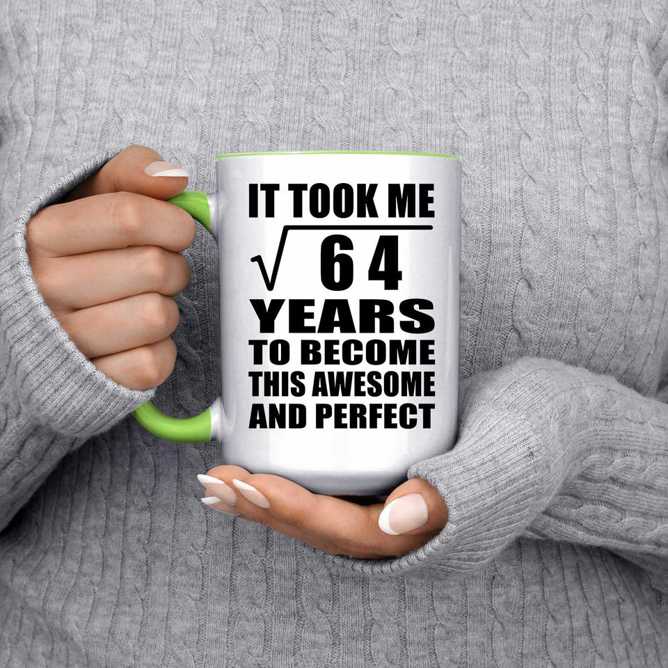 8th Birthday Took Square Root of 64 Years To Awesome - 15oz Accent Mug Green