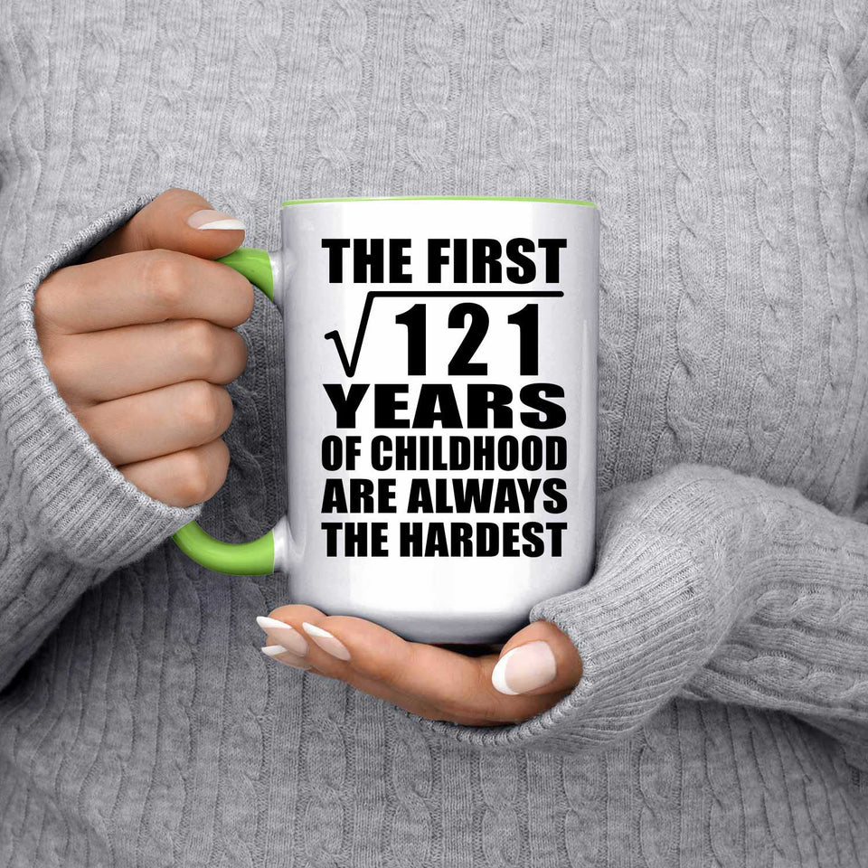 11th Birthday Square Root of 121 Years of Childhood - 15oz Accent Mug Green