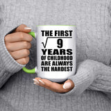 3rd Birthday Square Root of 9 Years of Childhood - 15oz Accent Mug Green