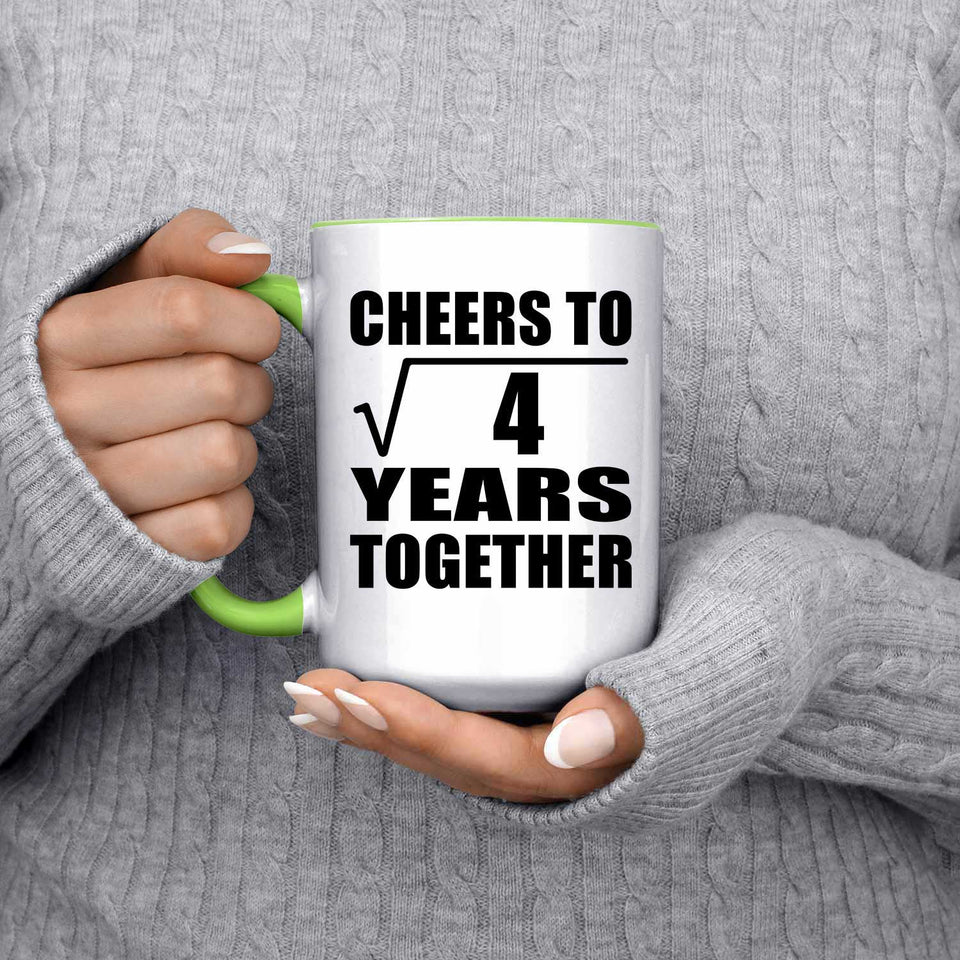 2nd Anniversary Cheers To Square Root of 4 Years Together - 15oz Accent Mug Green