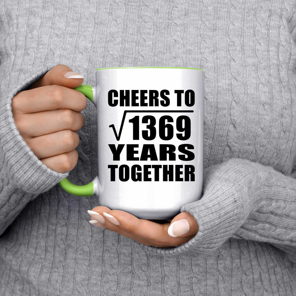 37th Anniversary Cheers To Square Root of 1369 Years Together - 15oz Accent Mug Green