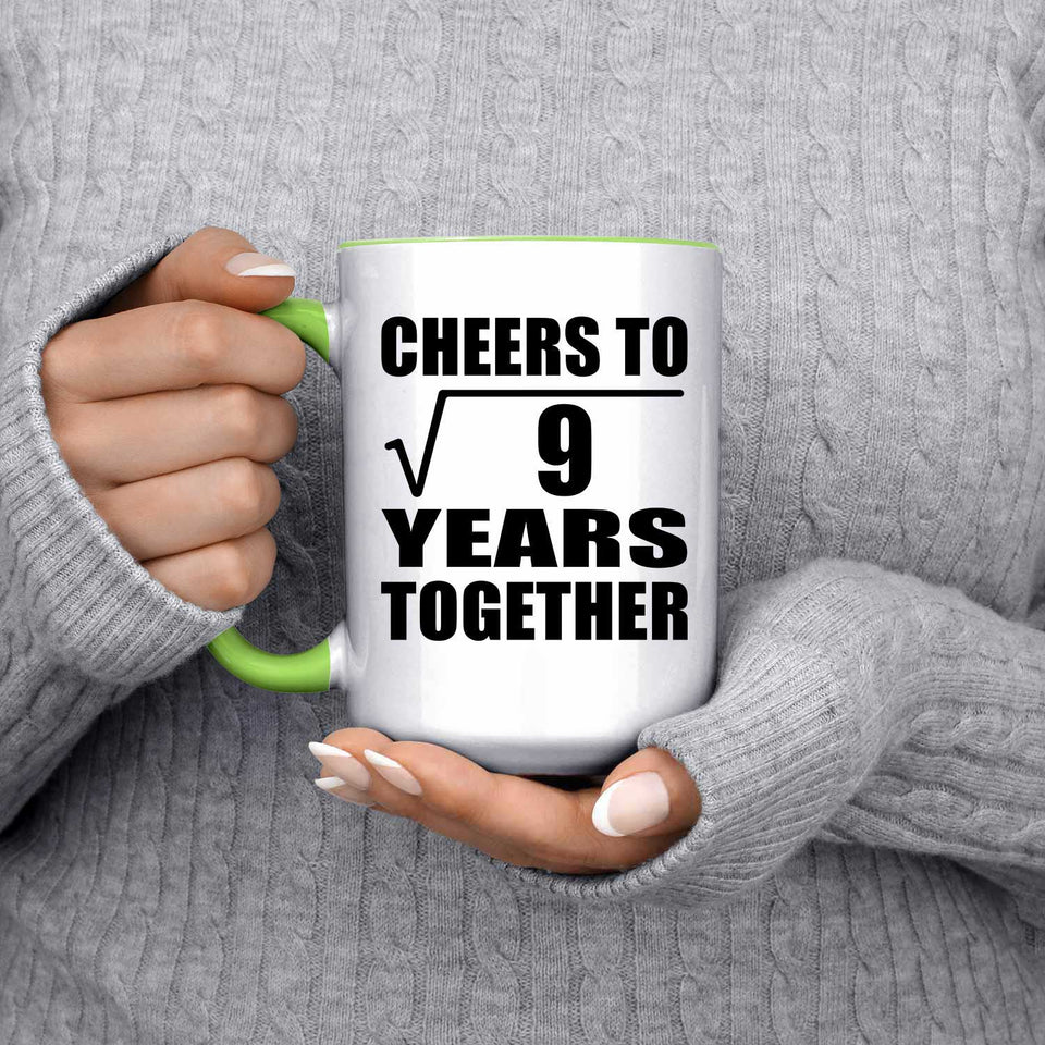 3rd Anniversary Cheers To Square Root of 9 Years Together - 15oz Accent Mug Green