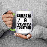 3rd Anniversary Cheers To Square Root of 9 Years Together - 15oz Accent Mug Green