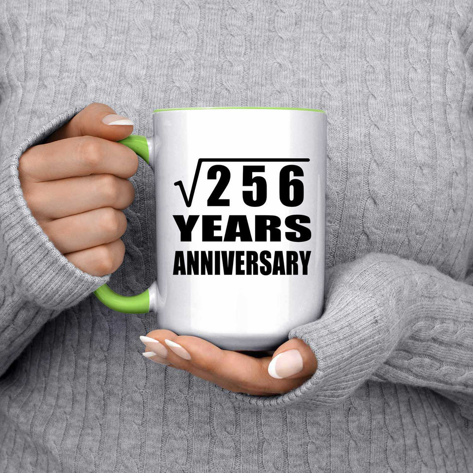 16th Anniversary Square Root of 256 Years Anniversary - 15oz Accent Mug Green