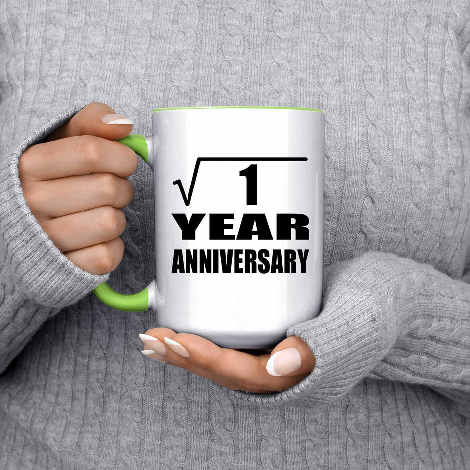 1st Anniversary Square Root of 1 Year Anniversary - 15oz Accent Mug Green