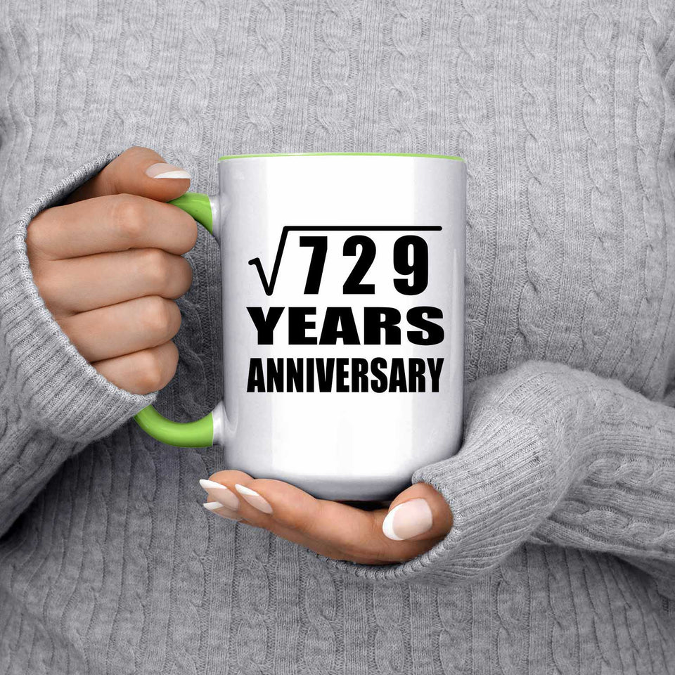 27th Anniversary Square Root of 729 Years Anniversary - 15oz Accent Mug Green