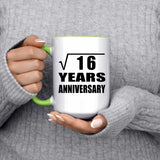 4th Anniversary Square Root of 16 Years Anniversary - 15oz Accent Mug Green