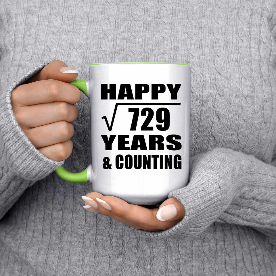 Happy 27th Anniversary Square Root of 729 Years & Counting - 15oz Accent Mug Green