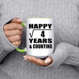 Happy 2nd Anniversary Square Root of 4 Years & Counting - 15oz Accent Mug Green