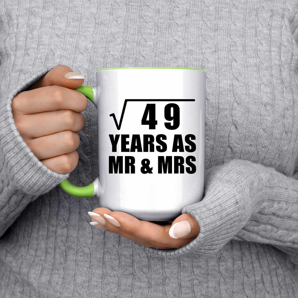 7th Anniversary Square Root of 49 Years As Mr & Mrs - 15oz Accent Mug Green