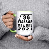 6th Anniversary Square Root of 36 Years As Mr & Mrs 2021 - 15oz Accent Mug Green